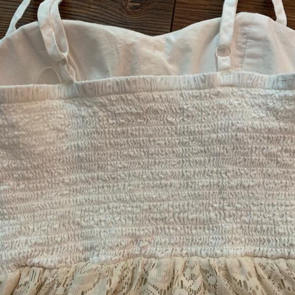 AMERICAN EAGLE Sweetheart Neck Beige Lace Trim Mini Dress Women's Size XS - Picture 13 of 16